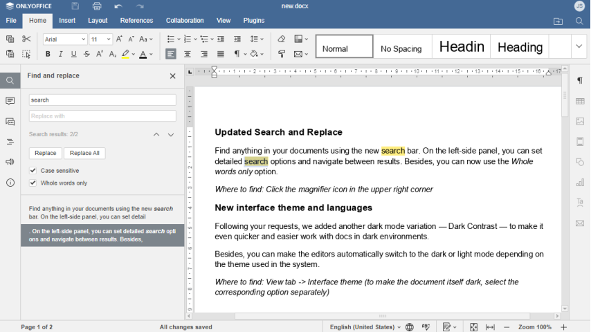 ONLYOFFICE 7.2 lançado com vários novos recursos e melhorias