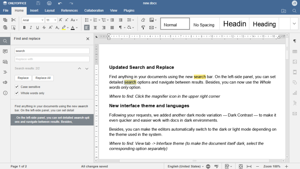 ONLYOFFICE 7.2 lançado com vários novos recursos e melhorias