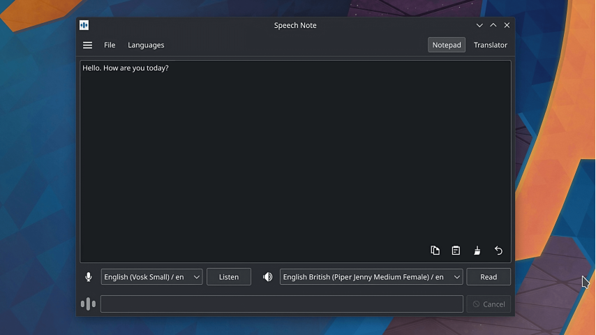 Speech Note transcreve voz para texto no Linux